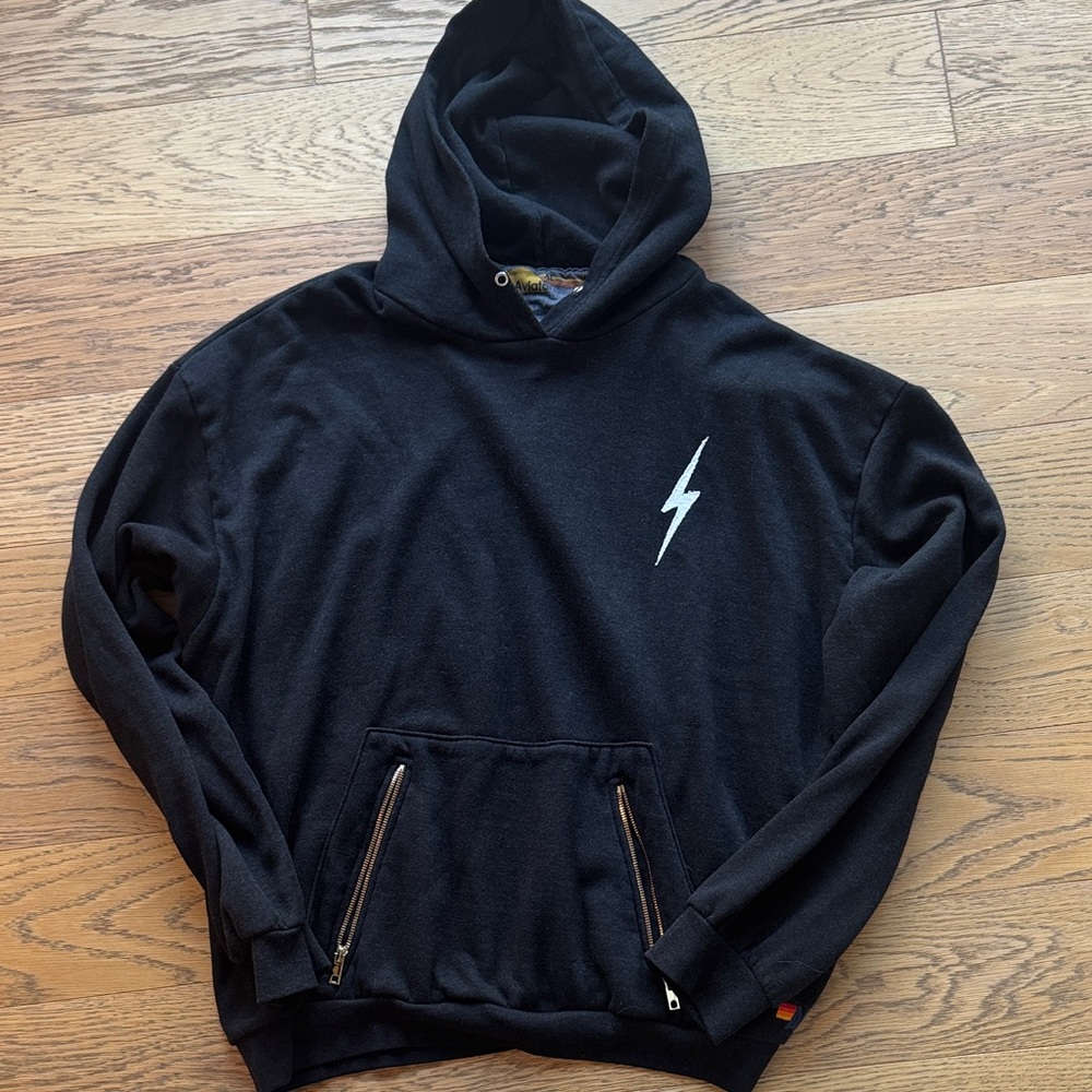 Aviator Nation-Black Hoodie with Lightning Bolt